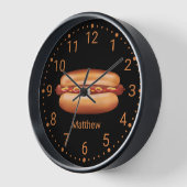 Hot Dog Fast Food Illustration With Custom Name Clock (Angle)