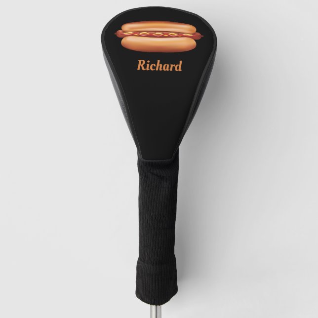 Hot Dog Fast Food Illustration With Custom Name Golf Head Cover (Front)