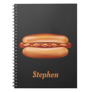 Hot Dog Fast Food Illustration With Custom Name Notebook