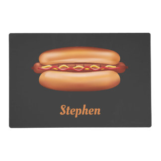 Hot Dog Fast Food Illustration With Custom Name Placemat