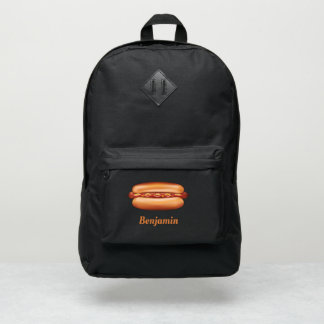 Hot Dog Fast Food Illustration With Custom Name Port Authority® Backpack