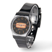Hot Dog Fast Food Illustration With Custom Name Watch (Angle)