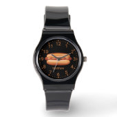 Hot Dog Fast Food Illustration With Custom Name Watch (Front)