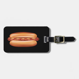 Hot Dog Fast Food Illustration With Custom Text Luggage Tag