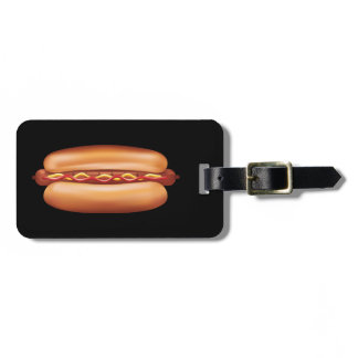 Hot Dog Fast Food Illustration With Custom Text Luggage Tag