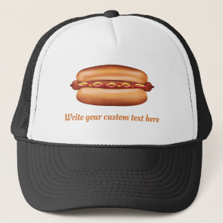 Hot Dog Fast Food Illustration With Custom Text Trucker Hat