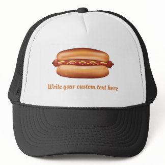 Hot Dog Fast Food Illustration With Custom Text Trucker Hat