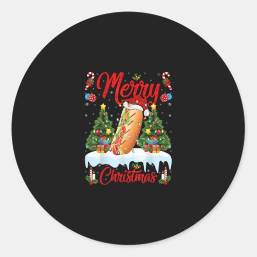 Hot Dog Fast Food Lover Lighting Santa Hat Hot Dog Classic Round Sticker