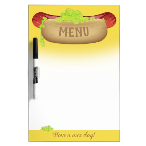 Hot Dog Fast Food Menu Dry Erase Board