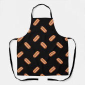 Hot Dog Fast Food Pattern On A Black Background Apron (Front)