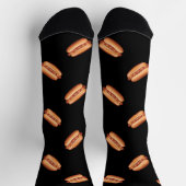 Hot Dog Fast Food Pattern On A Black Background Socks (Top)