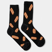 Hot Dog Fast Food Pattern On A Black Background Socks (Right)
