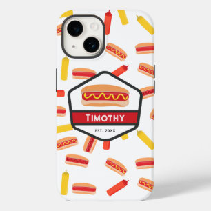 Hot Dog Fast Food Pattern Vintage Monogram Case-Mate iPhone 14 Case