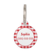 Hot Dog Fast Food Snack On Red Gingham Pet ID Tag (Back)