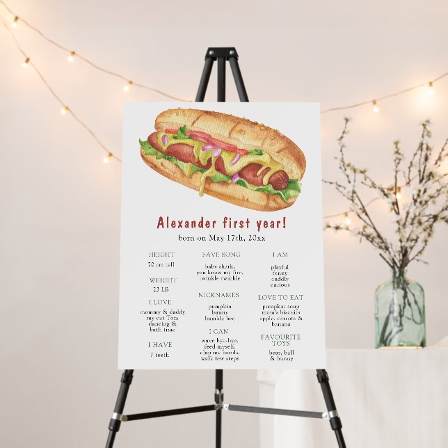 Hot Dog First Birthday Milestone Birthday Foam Board (In Situ (Stand))