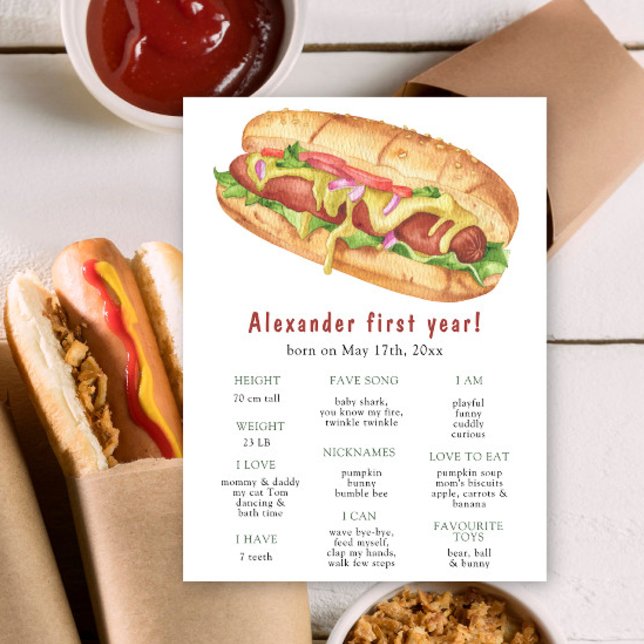 Hot Dog First Birthday Milestone Birthday Poster (Creator Uploaded)