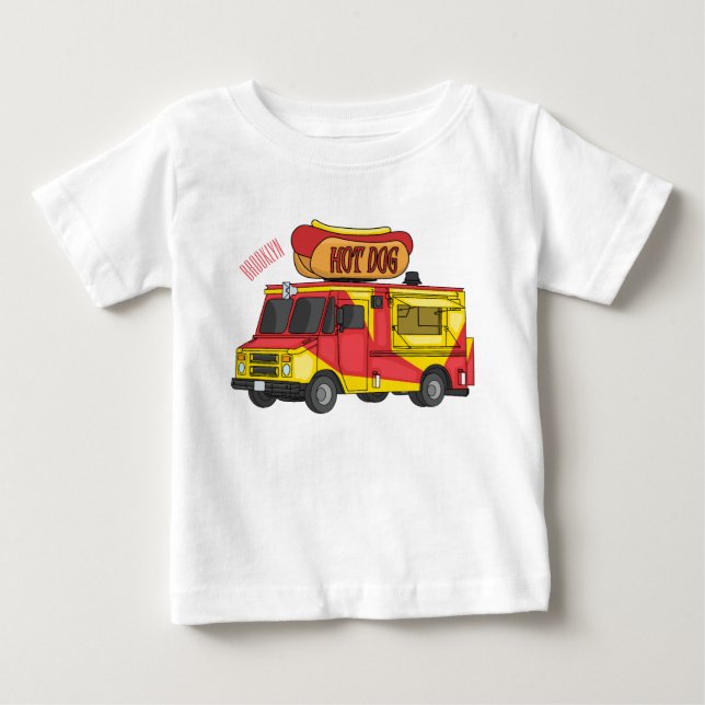 Hot dog food truck cartoon illustration baby T-Shirt (Front)