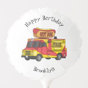 Hot dog food truck cartoon illustration balloon