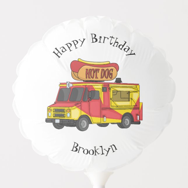 Hot dog food truck cartoon illustration balloon (Front)