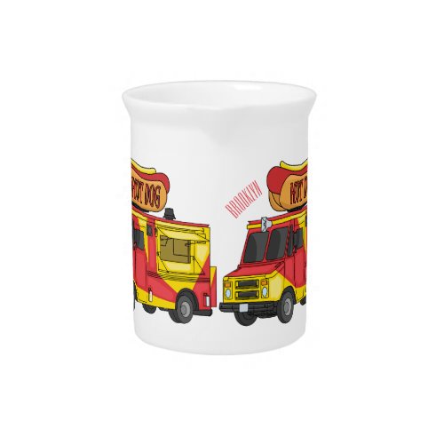 Hot dog food truck cartoon illustration beverage pitcher