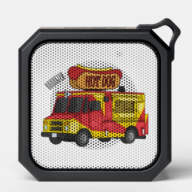 Hot dog food truck cartoon illustration  bluetooth speaker (Front)