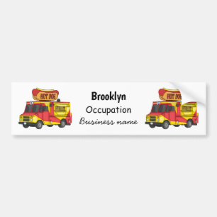 Hot dog food truck cartoon illustration bumper sticker