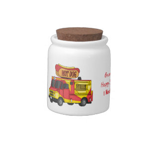 Hot dog food truck cartoon illustration candy jar