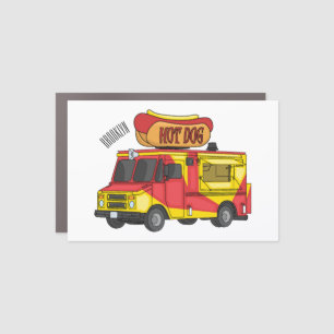 Hot dog food truck cartoon illustration  car magnet