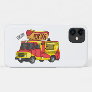 Hot dog food truck cartoon illustration iPhone 11 case