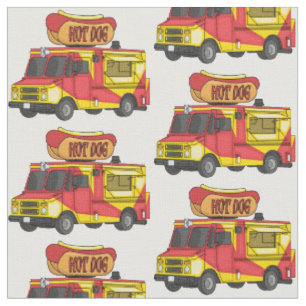 Hot dog food truck cartoon illustration  fabric