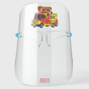 Hot dog food truck cartoon illustration face shield