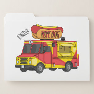 Hot dog food truck cartoon illustration file folder