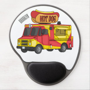 Hot dog food truck cartoon illustration gel mouse pad