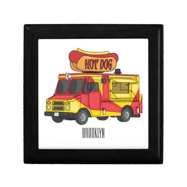 Hot dog food truck cartoon illustration gift box (Front)