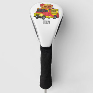 Hot dog food truck cartoon illustration golf head cover