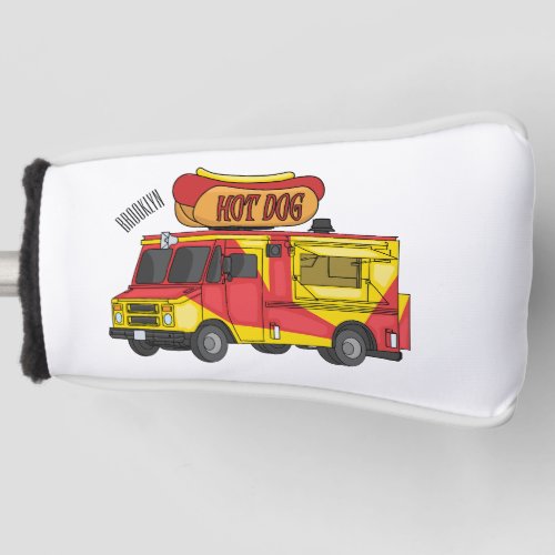 Hot dog food truck cartoon illustration golf head cover