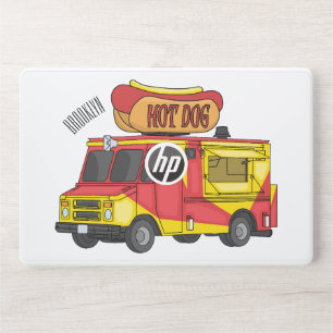 Hot dog food truck cartoon illustration HP laptop skin