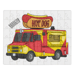 Hot dog food truck cartoon illustration jigsaw puzzle