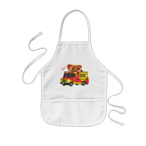 Hot dog food truck cartoon illustration kids apron