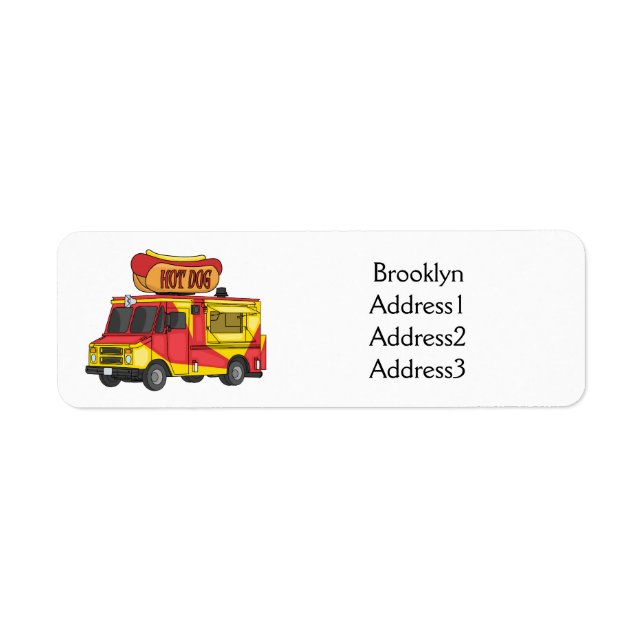 Hot dog food truck cartoon illustration  label (Front)