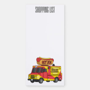 Hot dog food truck cartoon illustration magnetic notepad