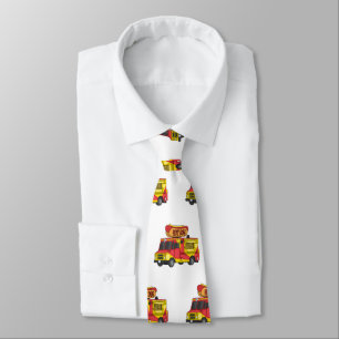 Hot dog food truck cartoon illustration neck tie
