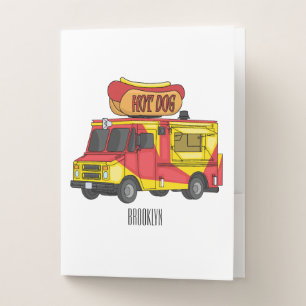 Hot dog food truck cartoon illustration pocket folder