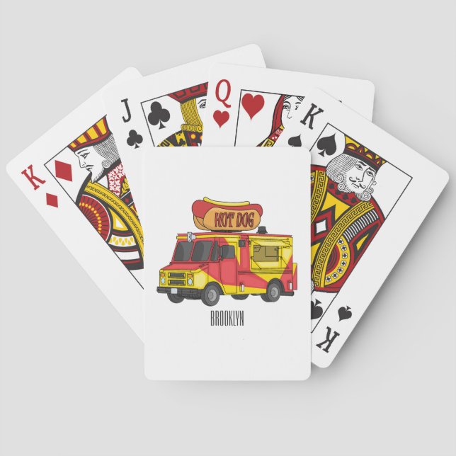 Hot dog food truck cartoon illustration  poker cards (Back)