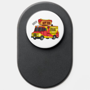 Hot dog food truck cartoon illustration PopSocket