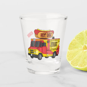 Hot dog food truck cartoon illustration shot glass