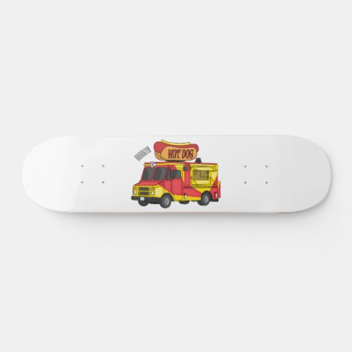 Hot dog food truck cartoon illustration skateboard
