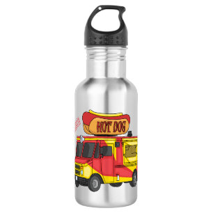 Hot dog food truck cartoon illustration stainless steel water bottle