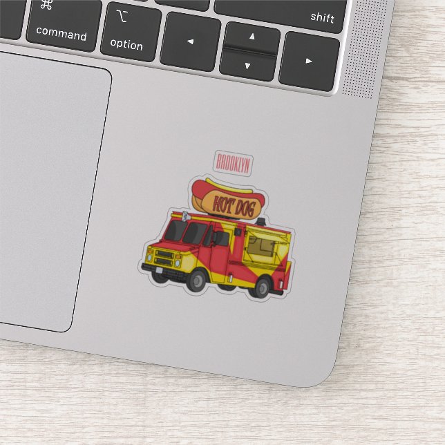 Hot dog food truck cartoon illustration  sticker (Detail)