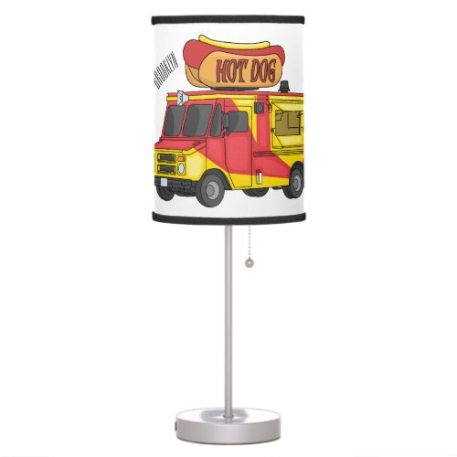 Hot dog food truck cartoon illustration table lamp